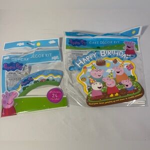 Peppa Pig Birthday Party Supplies Cake Topper Cupcake Wrapper Decorating Kit NEW